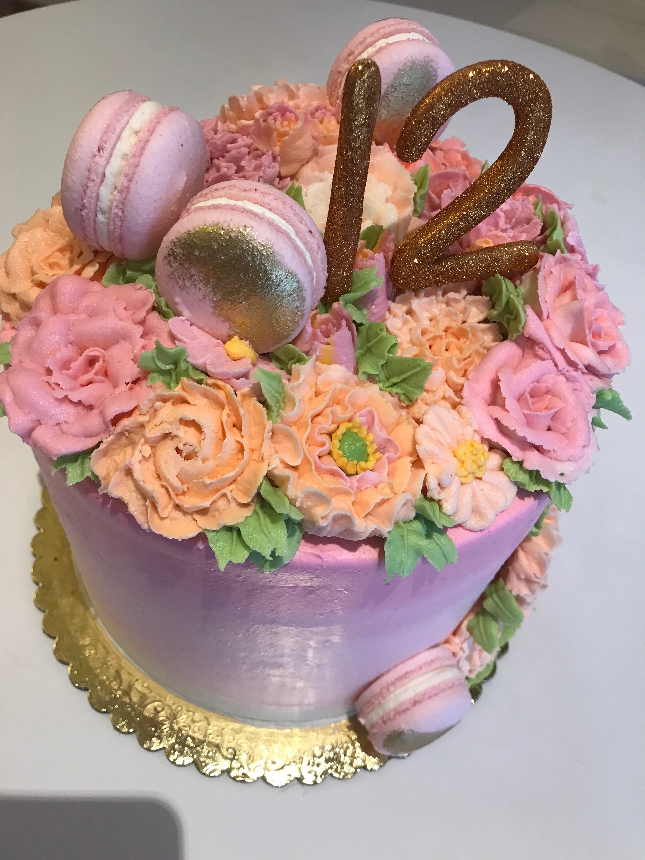 Custom Birthday Cake with Macarons - San Francisco